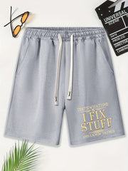 Men's Skull Basketball Player Print Shorts Elastic Waist Casual Drawstring Short