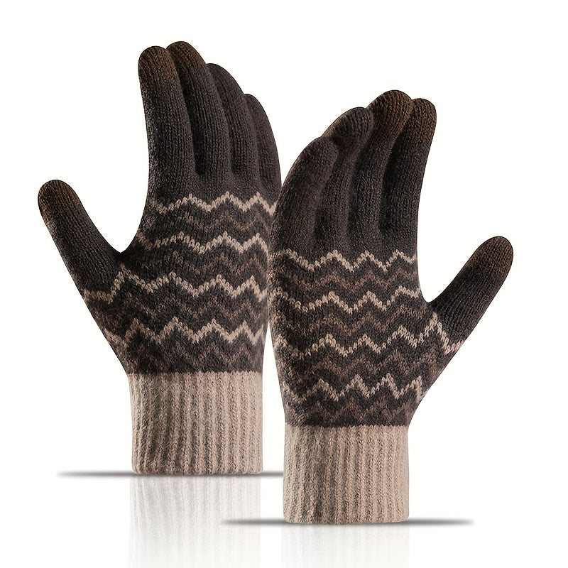 Winter Warm Knitted Gloves Thickened And Velvet Warm Gloves Touch Screen Gloves