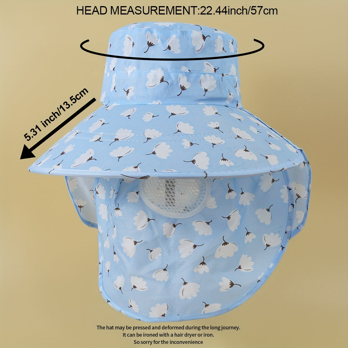 Cotton Print Sun Visors Wide Brim UV Protection Sun Hats with Face Cover