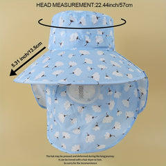 Cotton Print Sun Visors Wide Brim UV Protection Sun Hats with Face Cover