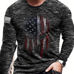 Helmet Print Men's Long Sleeve Tee for Autumn