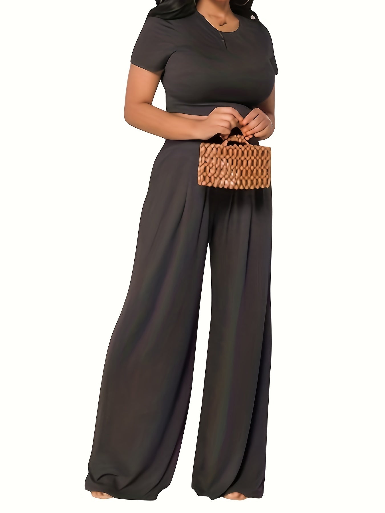2 Piece Set: Crop Top & Wide Leg Pants