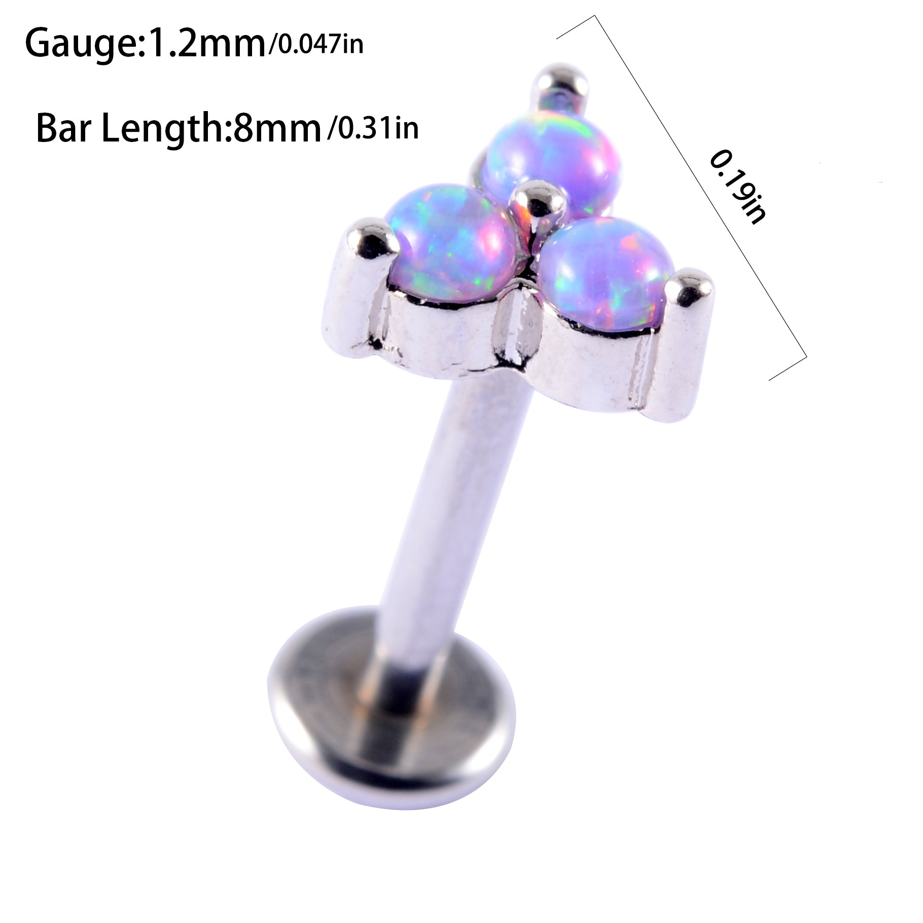 Opal Tragus Nose Ring Surgical Steel Cartilage Piercing