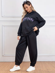 Y2K Outfits Set Women's Plus Letter Print Hoodie & Joggers