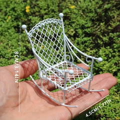Mini Metal Rocking Chair for Dollhouse - Home Decor & Holiday - Age 14+