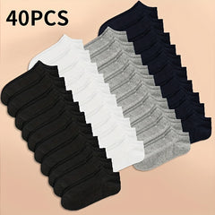 10 20 40 Pairs Unisex Solid Ankle Socks Soft & Lightweight Stockings Hosiery