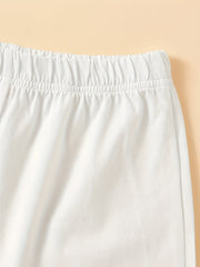 Toddler Girls Elastic Waist Track Shorts Set