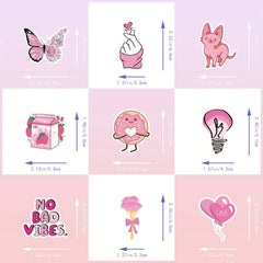 100 Pink Cartoon Vinyl Stickers for Water Bottles Laptop Luggage G