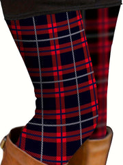 Plaid Print High Rise Stretch Leggings