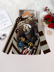 3D Eagle Print Kid's Pullover Long Sleeve Top