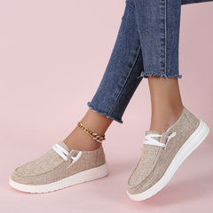 Women's Platform Canvas Shoes Lightweight Slip On Loafers