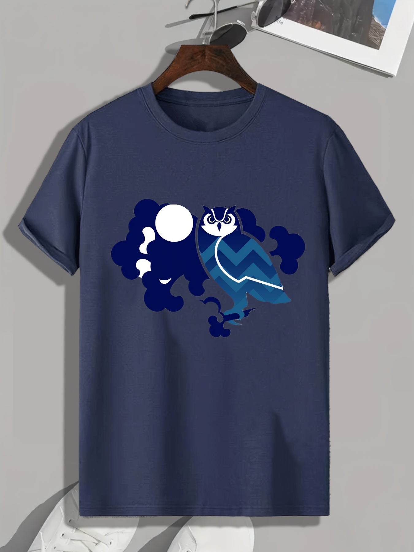 Owl Cartoon Print Men's Graphic T shirt Casual Comfy Tees For Summer Halloween