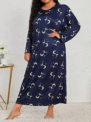 Moon & Star Print Long Sleeve Tee Sleep Dress