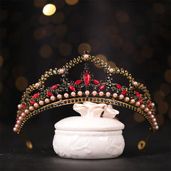 Vintage Gothic Antique Crown Tiara Headband With Rhinestone Crystals