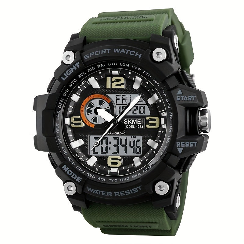 Waterproof Dual Time Electronic Watch Military Outdoor Stopwatch LED Sports