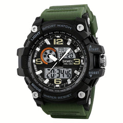 Waterproof Dual Time Electronic Watch Military Outdoor Stopwatch LED Sports