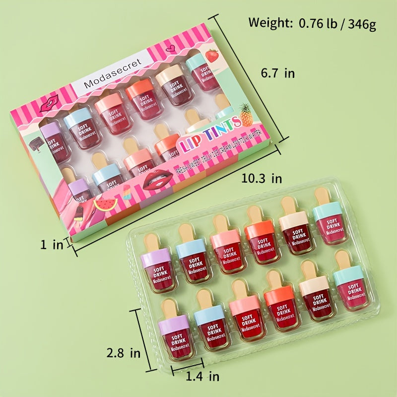 12 Pack Ice Cream Matte Lip Gloss Set Waterproof Long Lasting Lipstick Kit