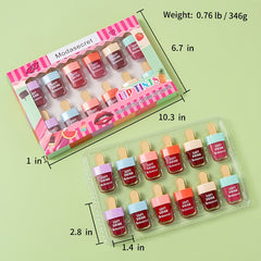 12 Pack Ice Cream Matte Lip Gloss Set Waterproof Long Lasting Lipstick Kit