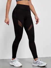 Mesh Stitching Yoga Cropped Pants High Stretch Gym Leggings