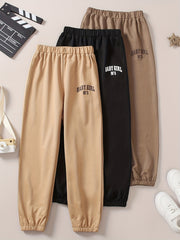 3 Pcs Girls Joggers Letter Print Sweatpants Outfit