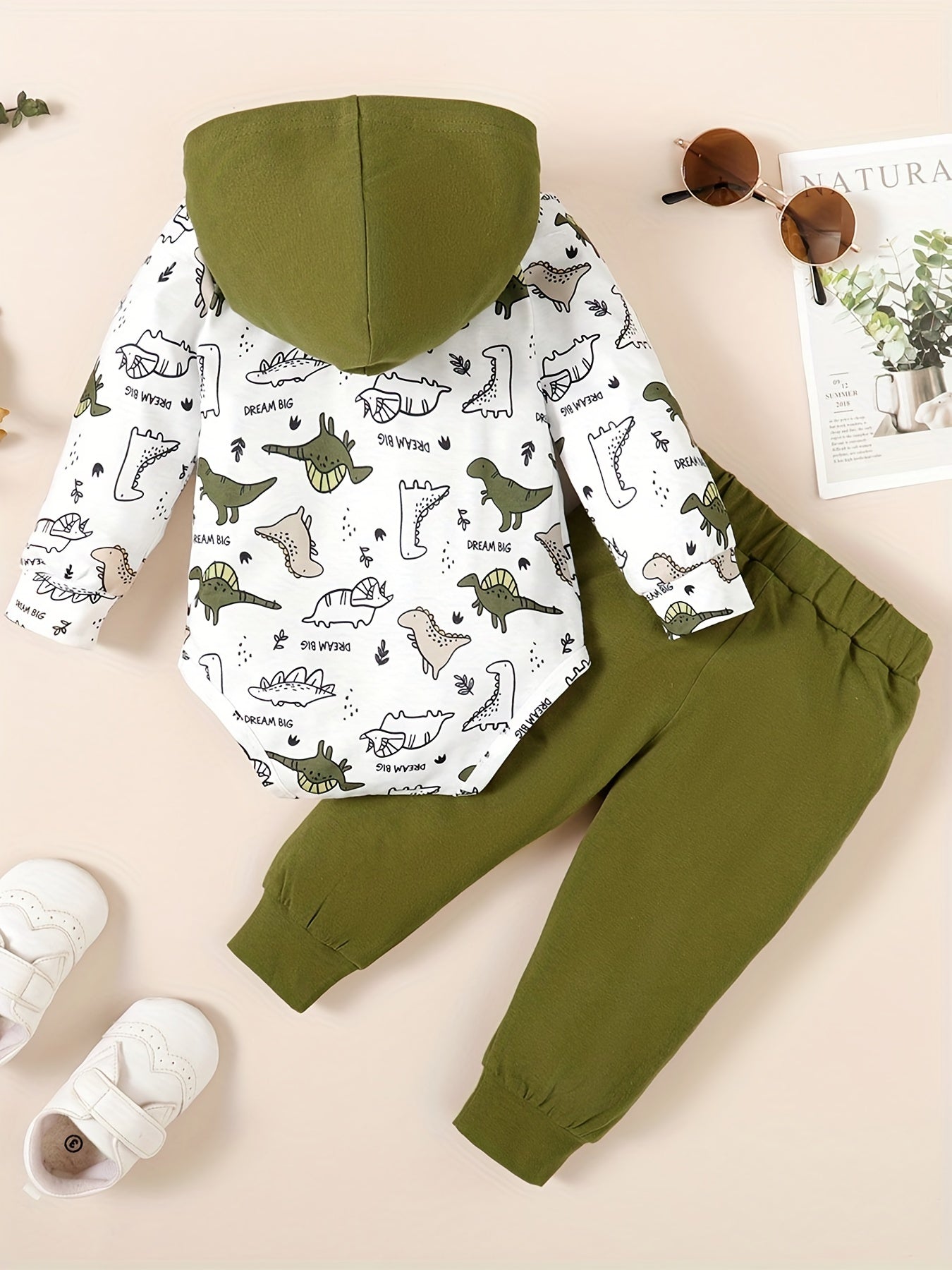 Baby Boy's Dino Hoodie Sweatshirt & Pants Set