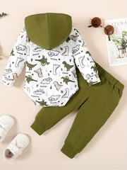 Baby Boy's Dino Hoodie Sweatshirt & Pants Set
