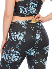 Floral Print Yoga Leggings With Pocket Plus Size