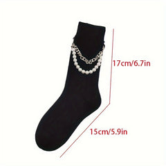 Pearl Chain Mid Calf Socks Men's Punk Style
