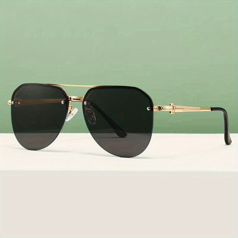 Metal Double Bar Large Frame Aviator Sunglasses