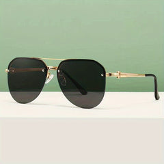 Metal Double Bar Large Frame Aviator Sunglasses