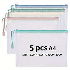 10 Pcs Mesh Bag With Zipper A4 Size Office Home Supplies Student Use