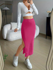 High Waist Side Split Skirt for Women