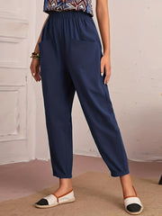 Minimalist Casual Cropped Pants Pocket Pants Women's Clothing