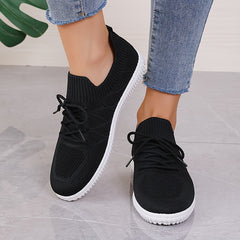 Women's Mesh Breathable Sneakers Lace-Up Flat Skate Shoes