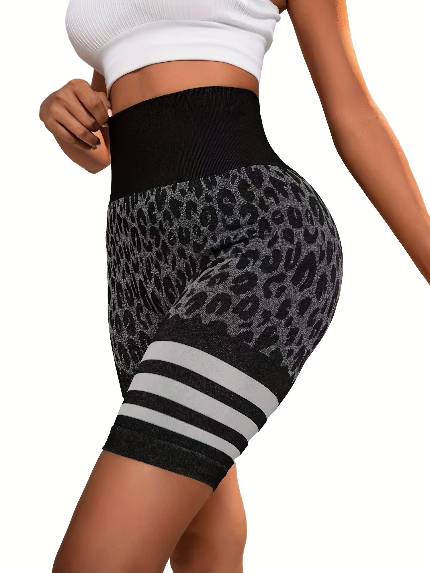 Leopard Print Butt Lifting Yoga Shorts High Waist Fitness Sports Shorts