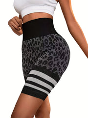 Leopard Print Butt Lifting Yoga Shorts High Waist Fitness Sports Shorts