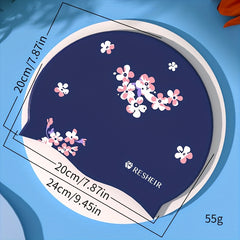 Flower Pattern Silicone Swim Cap, Waterproof, Comfortable