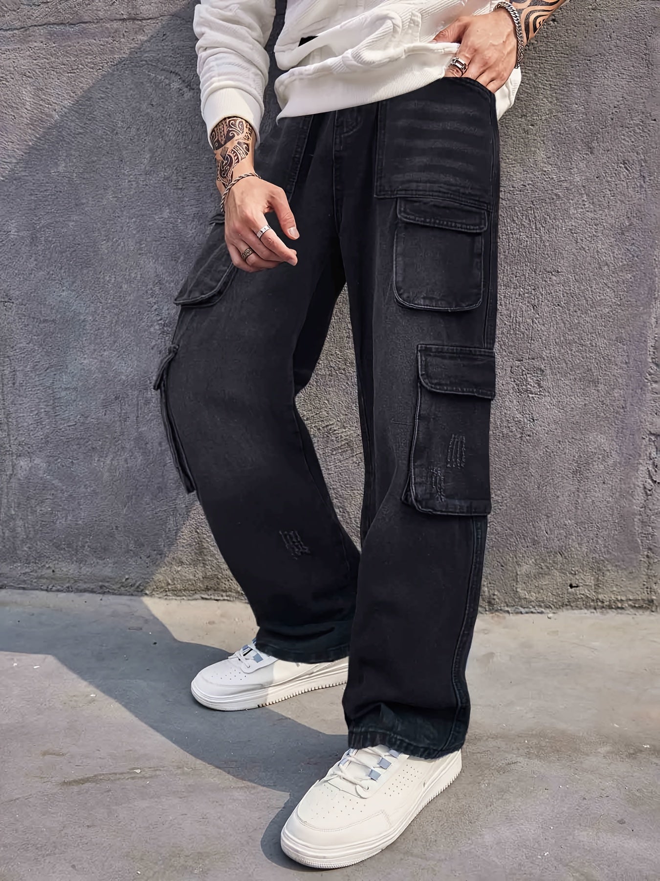 Men's Wide Leg Baggy Denim Pants Spring Summer