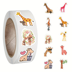 500pcs Giraffe Stickers Roll Giraffe Vinyl Sticker Decals