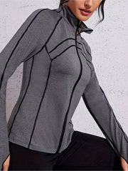Stand up Collar Zipper Yoga Jacket Long Sleeve