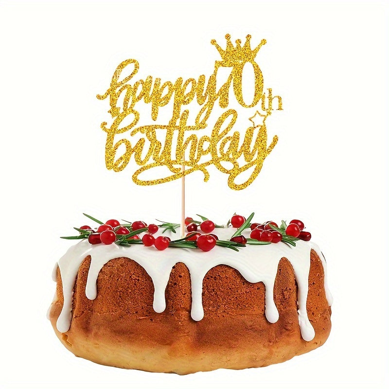 70th Golden Paper Cake Insert For Birthday Party Decoration