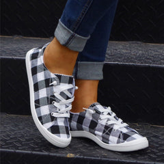 Women's Plaid Pattern Sneakers Flat Canvas Shoes