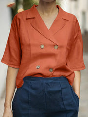 Solid Half Sleeve Lapel Blazer for Women's Spring & Summer