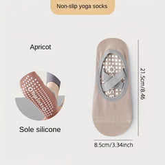 2 Pairs Non Slip Pilates Socks with Silicone Dots - Indoor Fitness Training