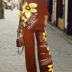 Women's Plus Floral Print Top & Pants 2 Piece Set