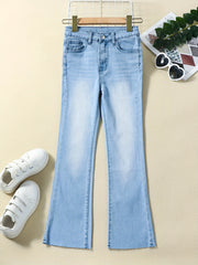 Girls Flare Leg Stretch Denim Jeans Casual For Kids