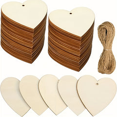 10pcs 3.15in Love Heart Wooden Ornaments DIY Unfinished Heart Embellishments