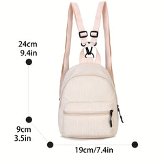 Kids Corduroy Backpack Large Capacity Lightweight Schoolbag