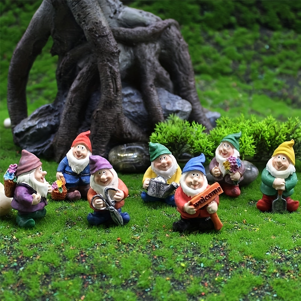 7 Dwarfs Statues Set for Fairy Garden Decor