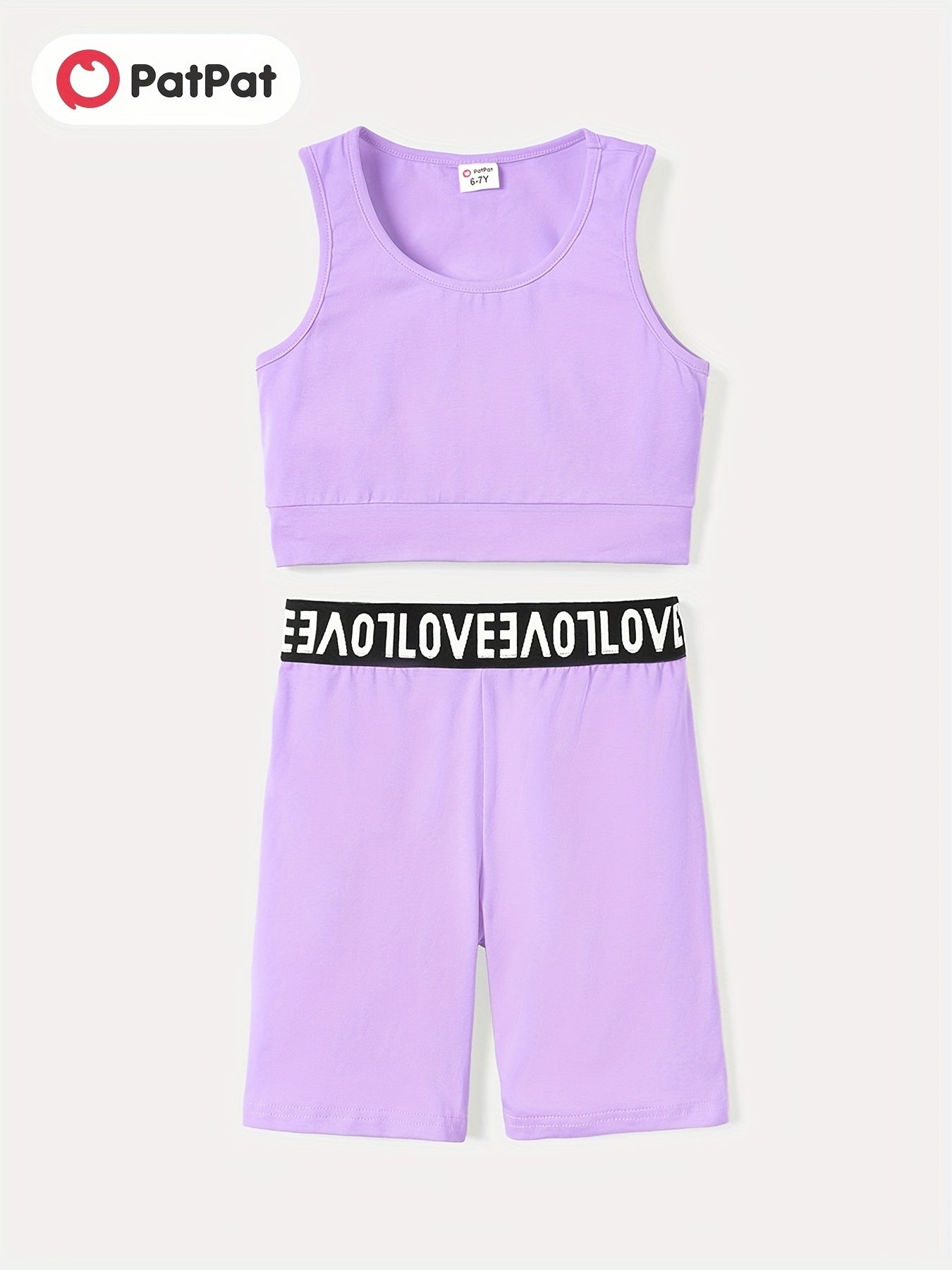 Kids 2pcs Cotton Tank Top & Webbing Shorts Set